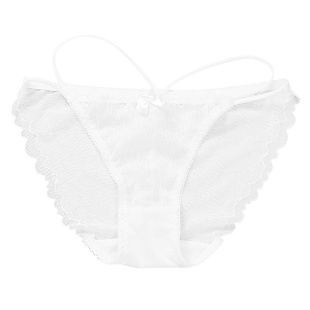 Ropa interior sexy de mujer, de color liso, transpirable, con bajo de encaje y cintura baja