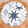 thumbnail image 2 of Blue Christmas Snowflake Pattern Round Fitted Tablecloth with Elastic Edge,Dining Table Cover Waterproof,Outdoor Round Tablecloth for Camping,Dining,Indoor and Outdoor, 2 of 7