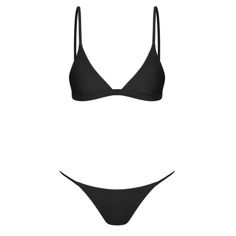 XL Women Swimsuit Set Swimwear Black + Bandeau Bikini Beachwear Push-Up TANGNADE Brazilian Bandage