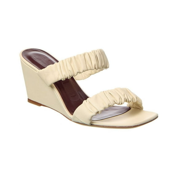 STAUD Frankie Leather Wedge Sandal, 39.5, White