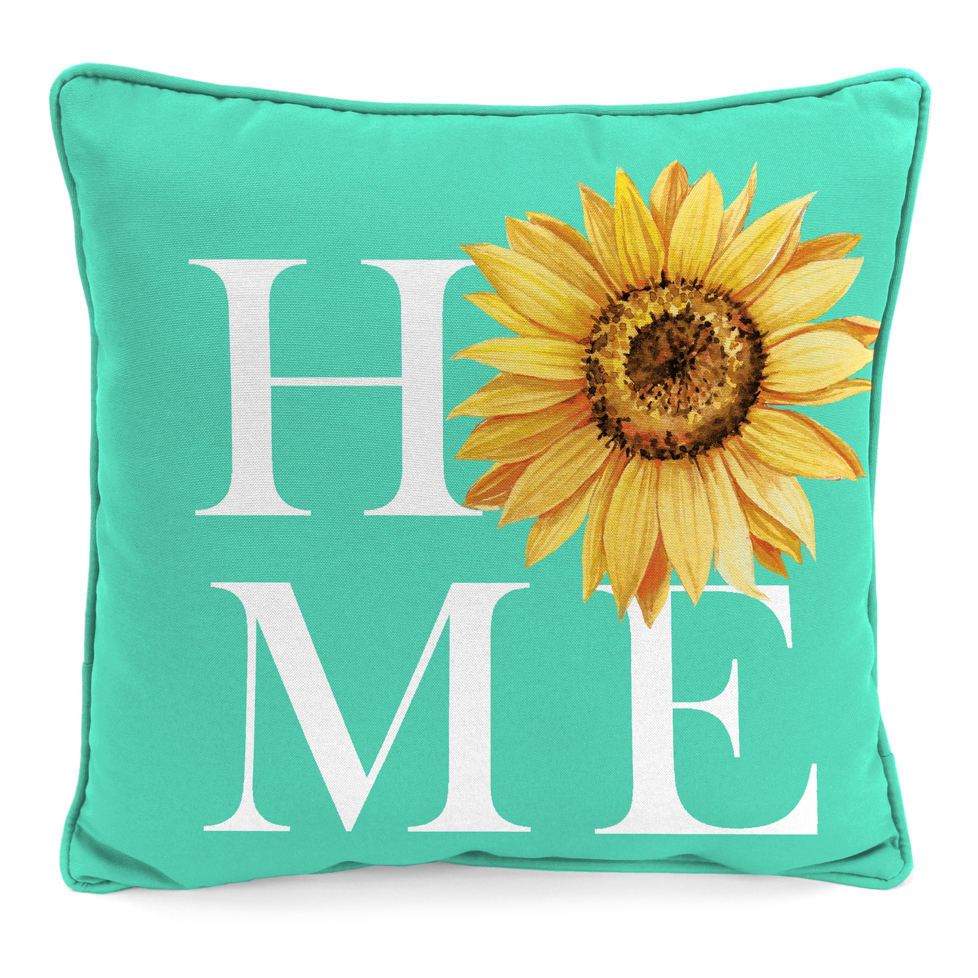 Mainstays Home Sunflower Reversible Outdoor Throw Pillow, 16", Turquoise Novelty and Floral