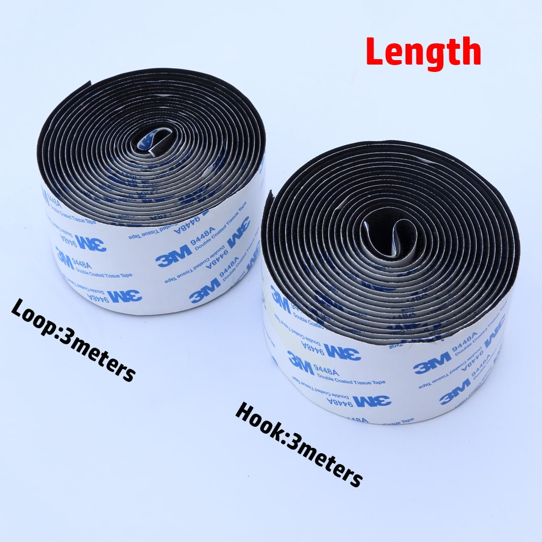 Jumbo Size Black Sticky Back Tape - 2 Inch x 10FT Heavy Duty, No-Residue Removal for Extended Runs