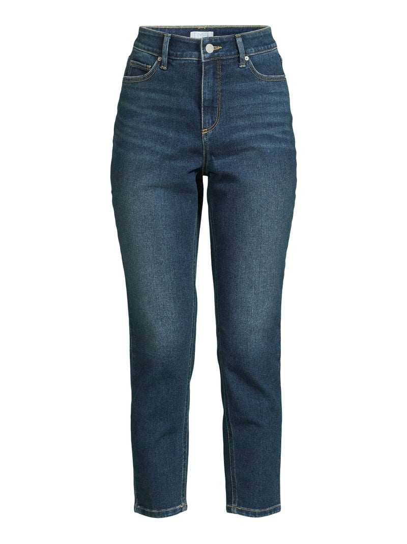 【Anyone more】Tsuri Wide Long Denim Pants Time and Tru Women's High Rise Mom Jeans, 27” Inseam, Sizes