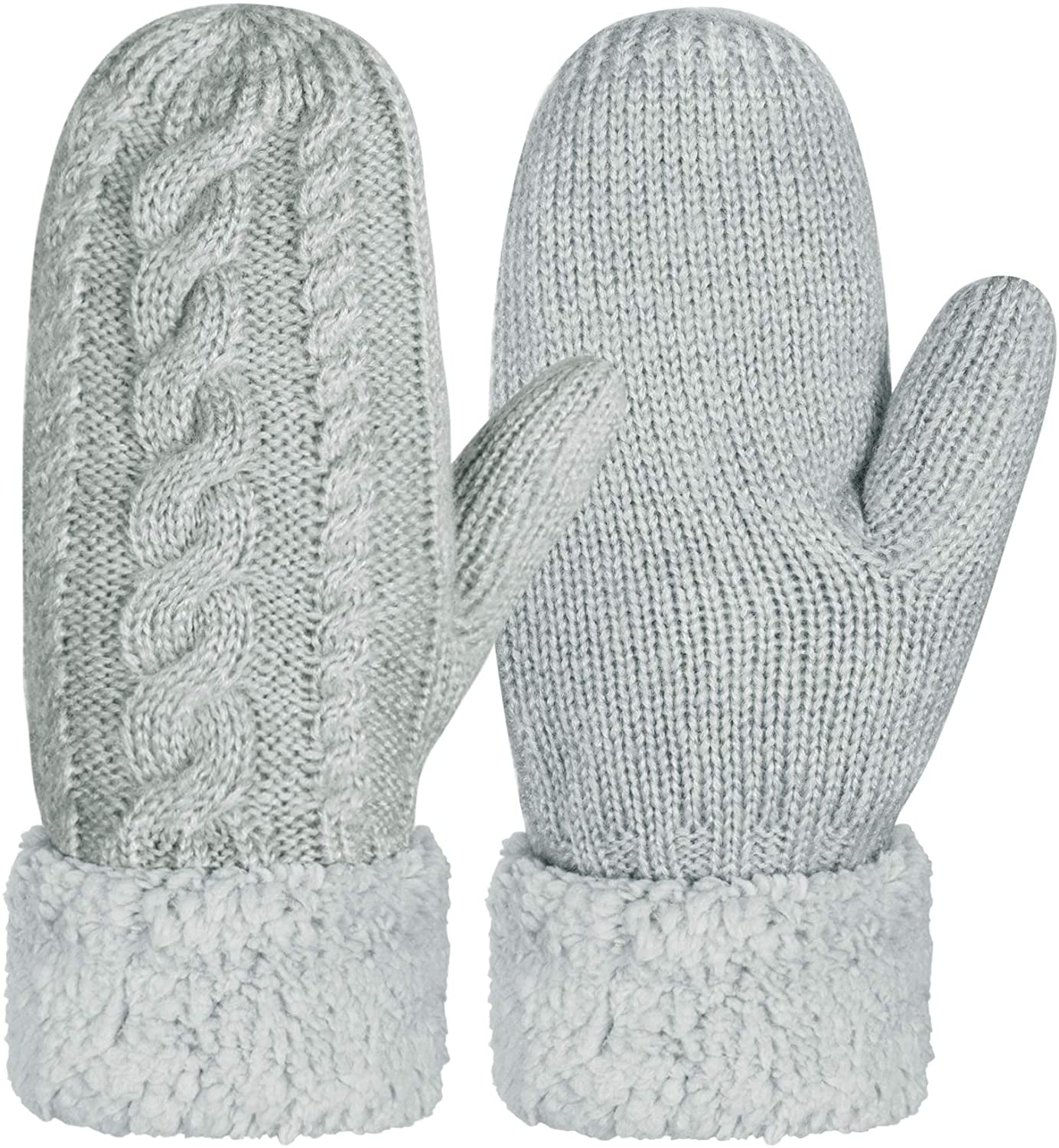 HQZY 1PACKChunky Cable Knit Mittens,Wool Knit Thick Gloves Novelty 