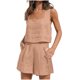 thumbnail image 2 of Puntoco 2023 Conjunto de 2 piezas de moda para mujer, top corto sin mangas, pantalones cortos, conjunto de cintura alta con bolsillos Puntoco Puntoco-2328, 2 of 9
