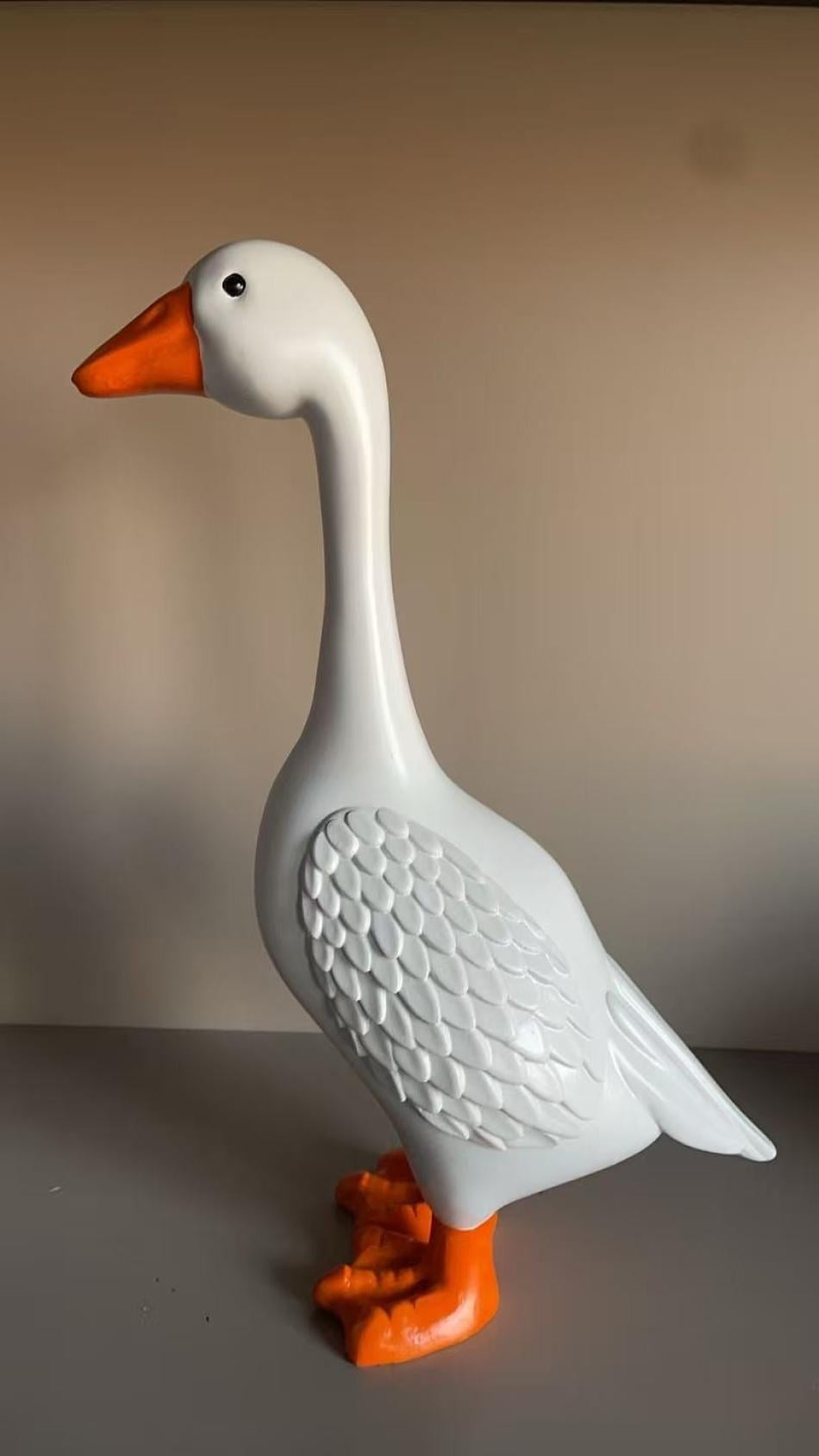 Porch Goose Statue, White Goose Figurine for Indoor Outdoor Decor, Garden Sculptures & Statues for Front Porch Patio Yard