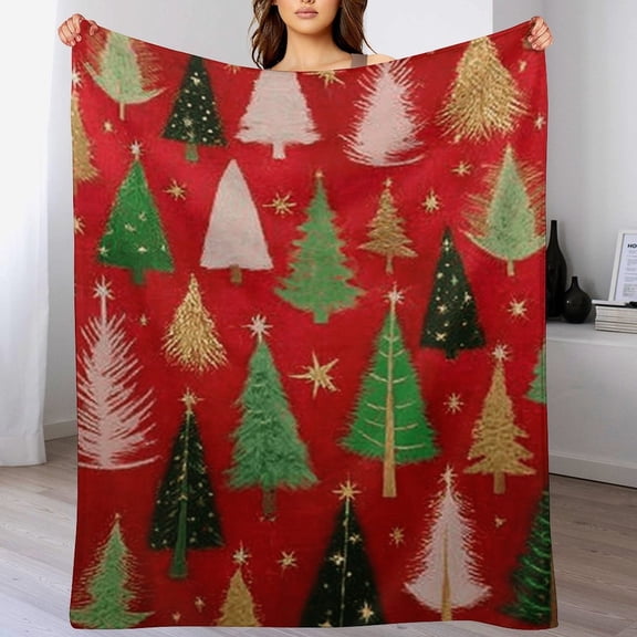 RKSupls Christmas Throw Blanket,Christmas Tree Soft Flannel Blanket, Fuzzy Warm Cozy Winter Blanket for Couch Bed Home Decor,30x40 in