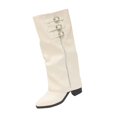 thumbnail image 2 of LRGSHF Knee High Boots for Women, Buckle Decor Wide Calf Shoes，Side Zipper Block Heel Pointed Toe Faux Leather Tall Boots Fall Winter Casual Daily Footwear, 2 of 5