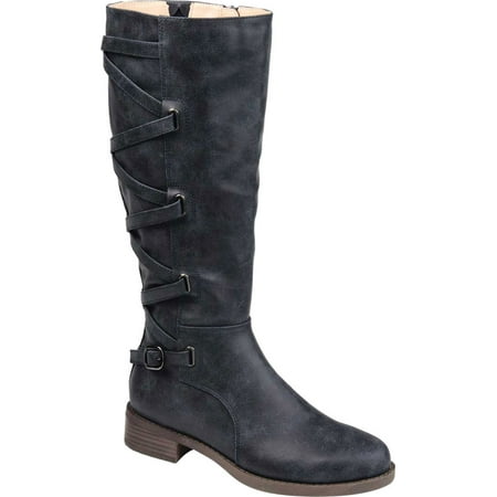 Journee Collection Wide Calf Womens Carly Boot Navy 6