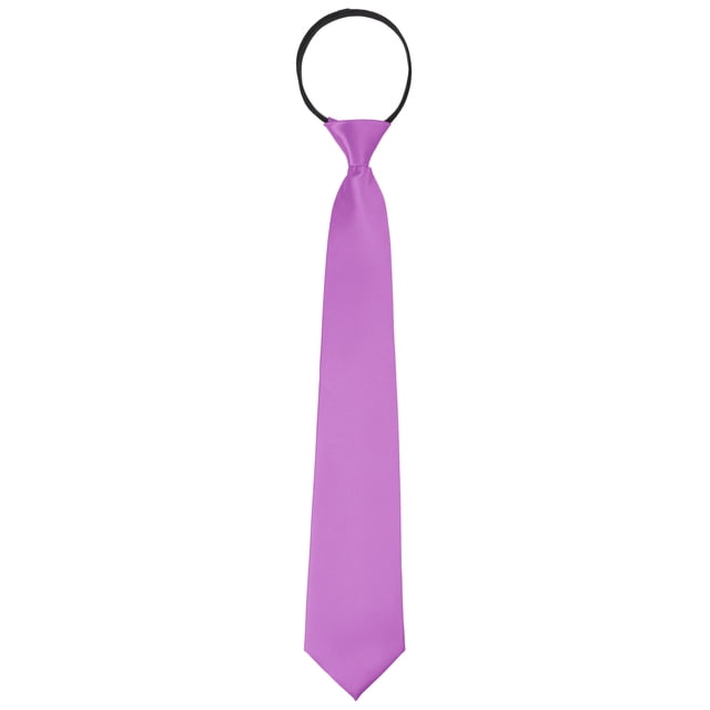 CORBATA PREATADA CON CREMALLERA PARA HOMBRES INSPIRADA EN CHIC, COLOR SÓLIDO, FORMAL Y CASUAL, BRILLO DE SATÉN, VIOLETA CLARO