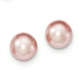 thumbnail image 1 of Beautiful Sterling Silver Rh-plated 9-10mm Purple FWC Button Pearl Earrings, 1 of 2