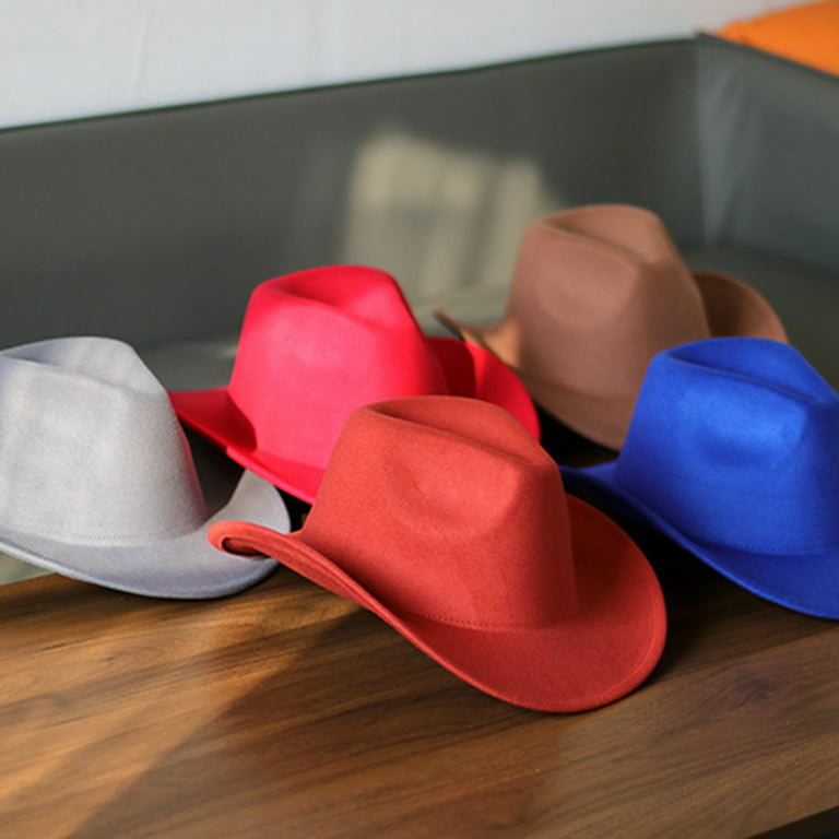 6 Pcs Men's Cowboy Hats Bulk Faux Felt Western Cowboy Hat Wide Brim Fedora  Outdoor Cowboy Hat with Strap Cowboy Party Hats : : Clothing,  Shoes & Accessories