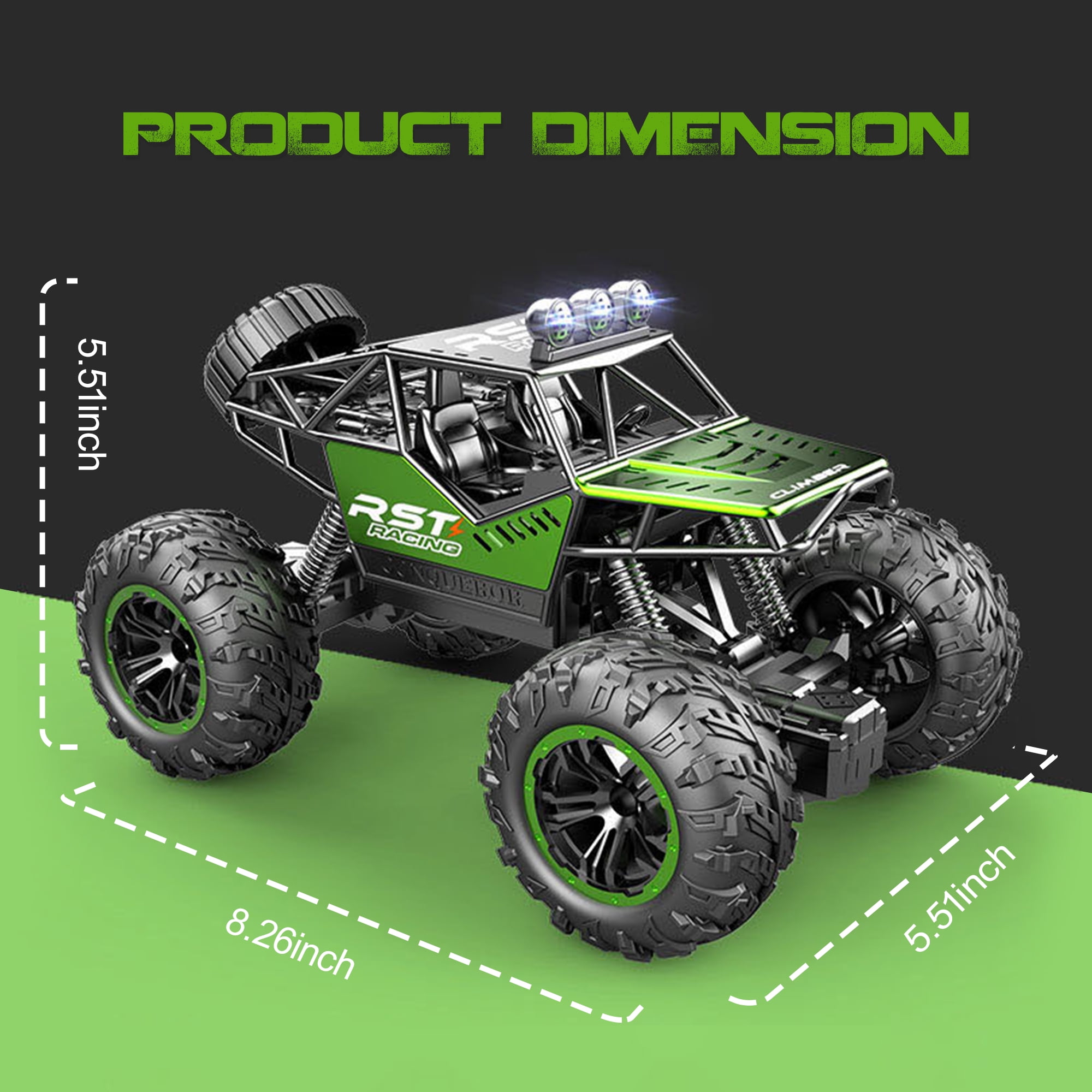 Carsky RC Cars-1:18 Scale Remote Control Car, Rechargeable Off Road RC Vehicle Monster Truck Crawler for Christmas 5-12 Boys Gift Toy