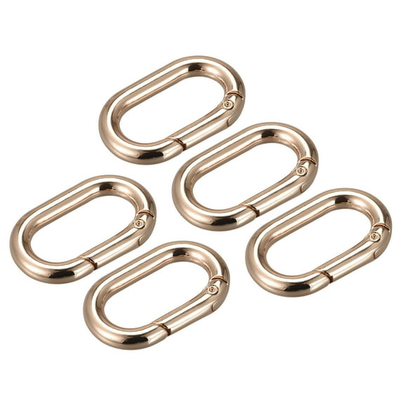 Uxcell 1.34 Inch Spring Oval Ring Round Snap Clip Trigger for Bag Purse Keychain, 5Pack Gold