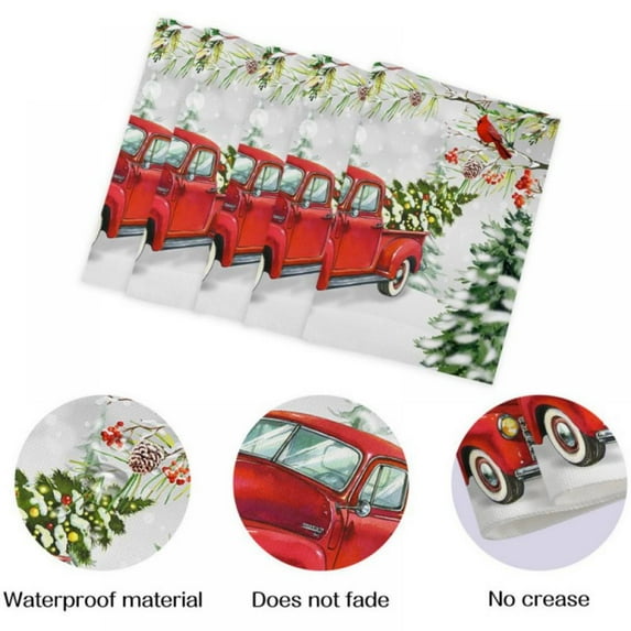 4PCS Christmas Cotton and Linen Placemats,Christmas Decorations, for Wedding Party Holiday Kitchen Dining Room Daily Decor