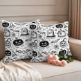 thumbnail image 2 of Black White Pumpkin Halloween Outdoor Waterproof Pillow Covers, Retro Art Web Gravestone Animals Decorative Square Throw Pillowcase Sofa Cushion Sham for Patio/Couch/Chair, 24"x24" 2 Pack, 2 of 8