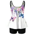 thumbnail image 5 of Yammkia Summer Tankini Swimsuits for Women Women's Tankini Sets Two Piece Swimsuit Scoop Neck Ruched Adjustable Straps Drawstring Mid Rise(White,XXXL), 5 of 5