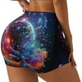 thumbnail image 2 of Fotbe Outer Space Floating Numbers And Letters Seamless Shorts, Womens Workout Shorts High Waist Stretch Booty Short for Gym/Yoga/Running/Biking-Small, 2 of 9