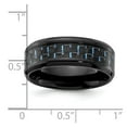 thumbnail image 2 of Titanium Polished With Black and Blue Carbon Fiber Inlay 8mm Band Size 13 Ring for Women and Men, 2 of 2