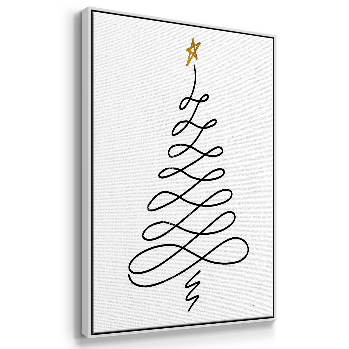 Christmas Tree III - Framed Gallery Wrapped Holiday Canvas - 27 x 41 - White Frame