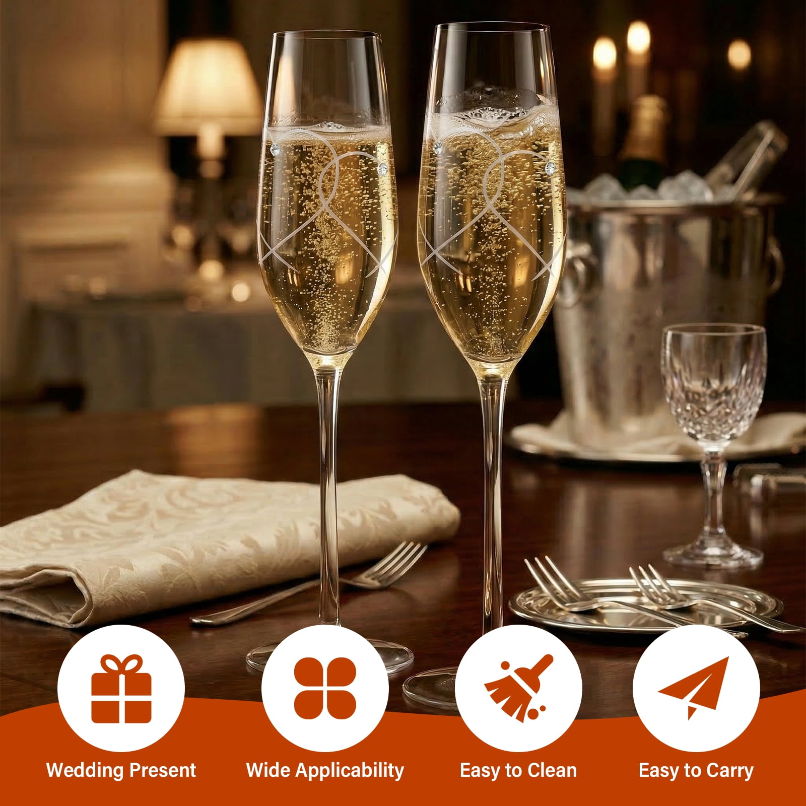 Champagne Flute Bride and Groom Wedding Toasting Champagne Glasses Set of 2 Embellished with Crystal or Pearl Wedding Engagement Christmas Present for Couple