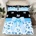 thumbnail image 2 of Castle Fairy Teens Adults Cute Bow Knot 4pcs Bed Sheets,Cheetah Print Bling Glitter King Sheets,Dreamy Princess Super Cozy Sheet Set,Super Cozy Room Decor, 2 of 7