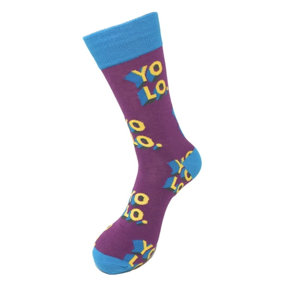 Urban-Peacock Men's Novelty Fun Crew Socks for Dress or Casual - You Only Live Once - Purple