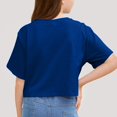 thumbnail image 6 of Inglocry Girls Athletic Oversized Crop Tops Kids Drop Shoulder Short Sleeve T Shirts Workout Tees 5-14 Years Basic T-Shirt Blue 2-3Y, 6 of 6