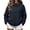 Dark Blue, variant on Hooded Waterproof Rain Jacket for Womens Leopard Print Full Zip Windbreaker with Pockets Lightweight Raincoat Adjustable Hood Cuffs Outdoor Outerwear for Hiking Travel Wet Weather Black 2XS
