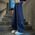 thumbnail image 2 of CONROSES Girls Baggy Sweatpants Wide Leg Sweat Pants for Girls Trendy Solid Y2K Elastic Waist Drawstring Athletic Jogger Pants With Pockets, 2 of 7