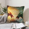 thumbnail image 4 of KLL Castle Red Green Sky Dragon Decorative Throw Pillow Covers Velvet Soft for Couch Sofa Bedroom Living Room Outdoor (No pillow core)- 16"x16", 4 of 5