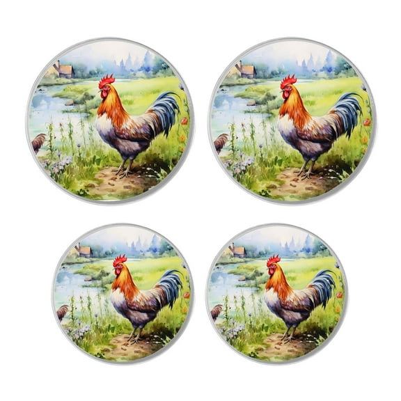 Metal Stove Burner Covers 4 Pcs Metal Round Stove Burner Covers 8Inch And 10Inch ,Farm Hen and Chicks in Yard beautiful, for Home Decor Cooktop Decorative