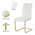 thumbnail image 3 of Modern Dining Chairs Set of 4, PU Faux Leather High Back Upholstered Side Chairs with Gold Metal Frame and Thickened Padded Seat for Kitchen Living Room Dinner Room, White, 3 of 5