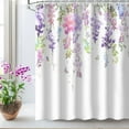 thumbnail image 3 of Floral Shower Curtain Purple Shower Curtains for Bathroom Pretty Mauve Lilac Lavender Weeping Flower Shower Curtains with 12 Hooks Decorative Floral Bathroom Decor, 72"x72", 3 of 6