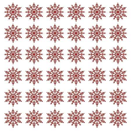 

4 Inch Pack Of 36 Glitter Snowflake Christmas Ornaments Xmas Tree Hanging Decoration Hanging Beads Curtain for Doorways Stained Glass Window Panel 26 Chandelier Beads with Copper Beads Garland Garland