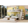thumbnail image 3 of Full Over Twin & Twin Bunk Bed, Wood Triple Bunk Bed with Drawers and Guardrails, White, 3 of 9