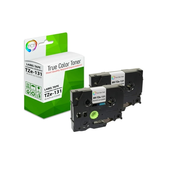 TCT 2Pk Compatible TZe-131 works with GL-100 PT-1000 PT-1000BM 1/2 inch (12mm) x 26.2 ft (8m) Black on Clear