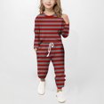 thumbnail image 2 of Gpaecead Girls' Long Sleeve Stripe Tops & Slim Pants 2-Piece Clothing Set 10 Years Red, 2 of 5