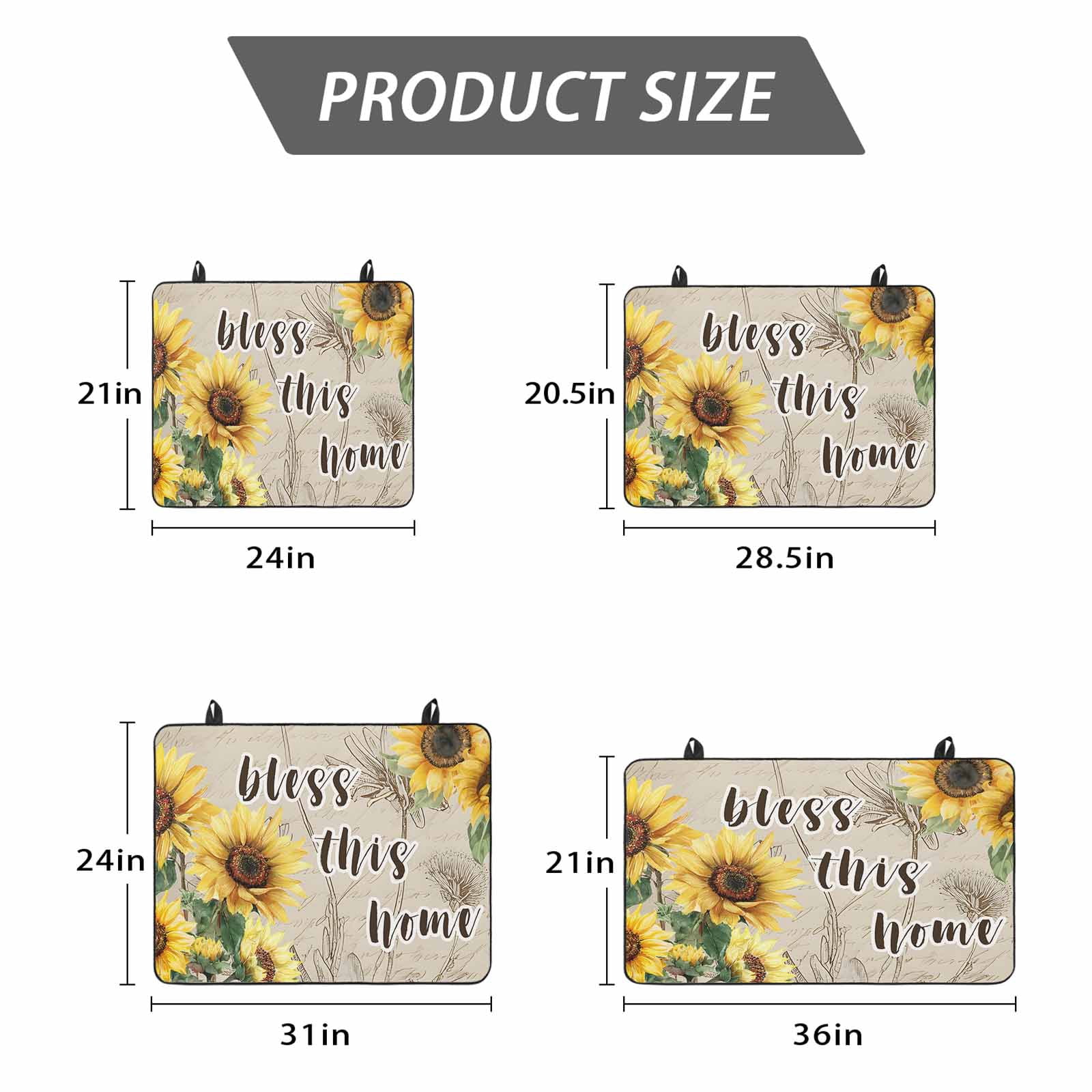 Sunflowers Stove Top Cover for Electric Stove, Heat-proof & Non Slip Glass Top Stove Cover Protector, Spring Farmhouse Flowers Dragonflies Retro Kitchen Flat Cooktop Rubber Mat 24x21 Inches