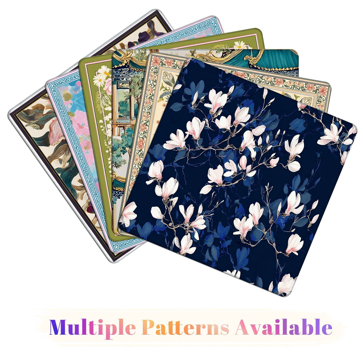Mahjong Mat 31.5" x 31.5" Magnolia flower Seamless white Non-Slip Noise Reduction American Mahjong Tiles Table Cover for Dominoes Poker Card Board Games Gift