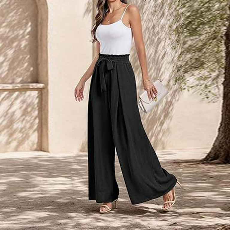 ZHAGHMIN Women'S Solid Color High Waist Palazzo Pants Casual