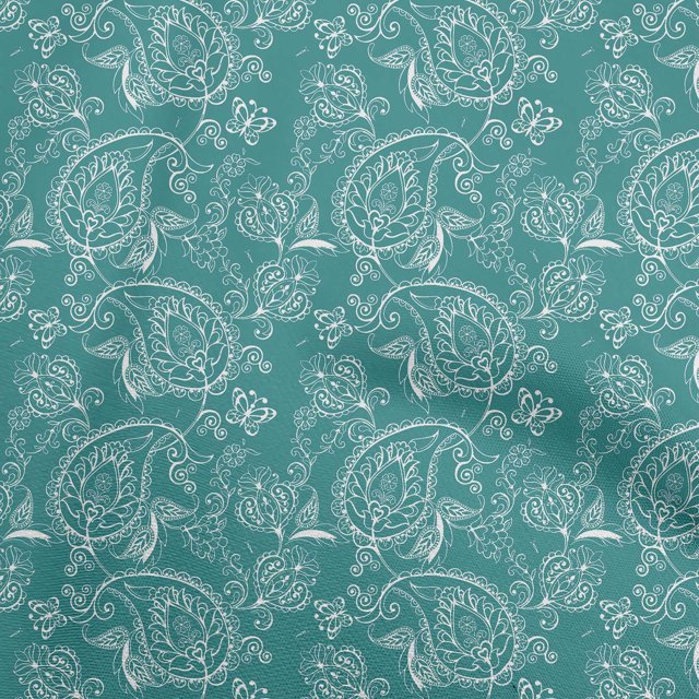 oneOone Georgette Viscose Teal Green Fabric Block Craft Projects Decor Fabric Printed By The Yard 42 Inch Wide