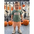 thumbnail image 4 of Loicainy Toddler Kids Boy Halloween Outfit 12 18 24 Months 2T 3T 4T 5T Short Sleeve Pumpkin Embroidery Tops and Plaid Shorts Clothes Set, 4 of 9