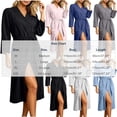 thumbnail image 3 of Bxsruta Womens Bathrobe Long Sleeve V Neck Bath Robe Belted Lounge Sleepwear, 3 of 7