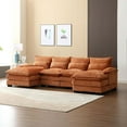 thumbnail image 4 of Tabaray U-Shaped Sectional Sofa Couch,110" Oversized Modular Sectional Sofa with Double Chaise, Modern Chenille Fabric Sectional Sleeper Couch with Solid Wood Legs for Living Room (Orange), 4 of 8