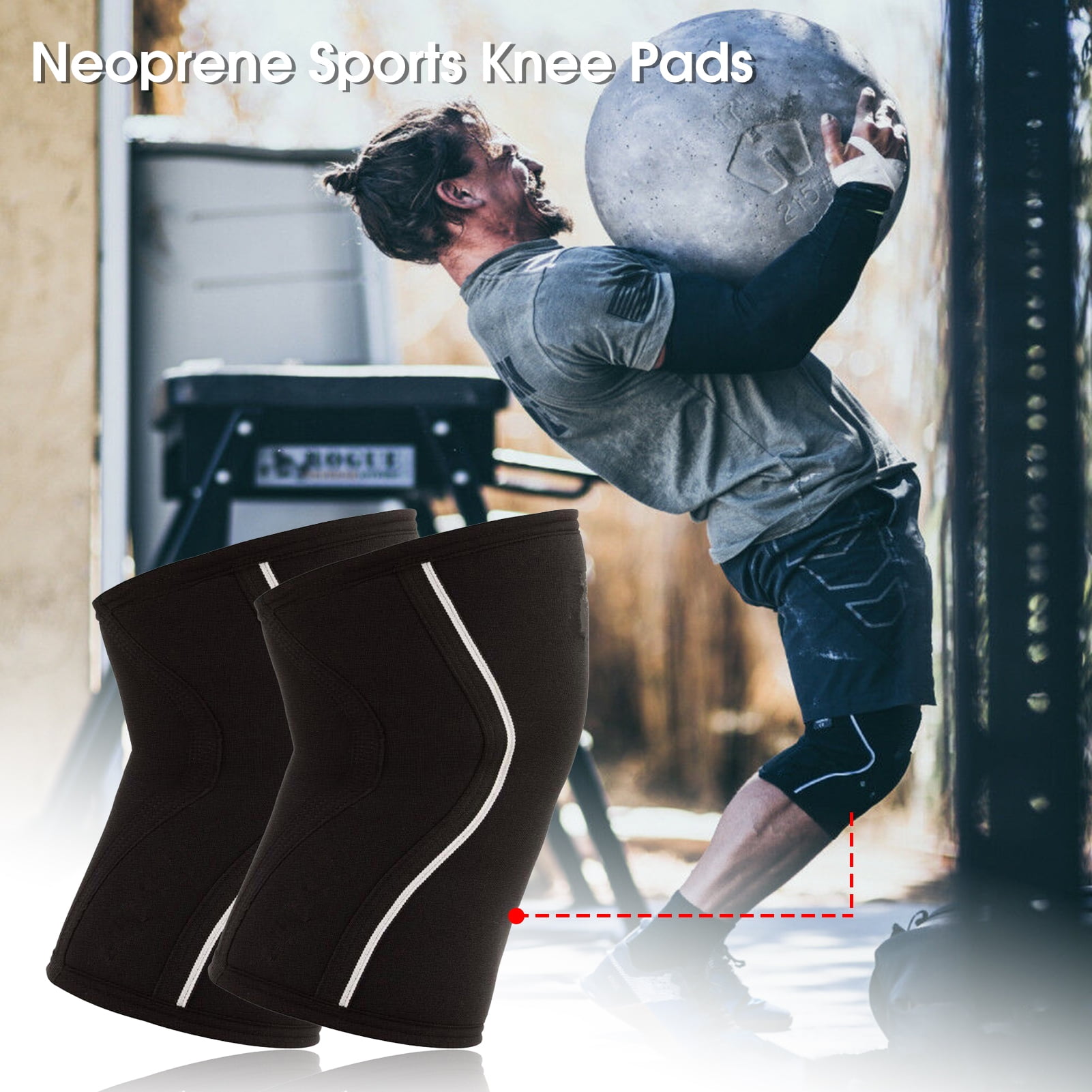 Anvazise 1 Pair Knee Sleeve Tear Resistant High Flexibility Fitness Gear 7MM Knee Sleeve