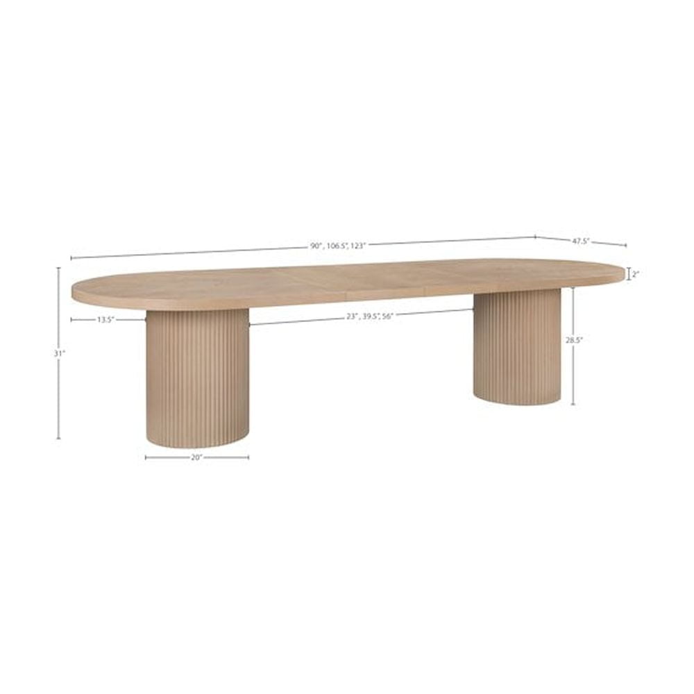Meridian Furniture Belinda Natural White Oak Wood Dining Table