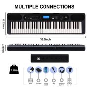 Mustar Portable 61 Key Electronic Lighted Up Piano Keyboards USB MIDI (Black)