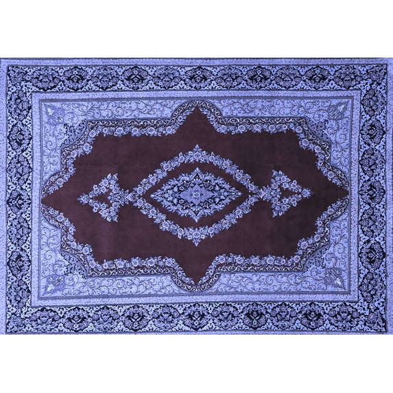 Ahgly Company Machine Washable Indoor Rectangle Persian Blue Traditional Area Rugs, 5' x 8'