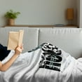 thumbnail image 3 of Hockey Soft Flannel Fleece Throw Blanket, Grunge Sketch Art of a Professional Player Silhouette and Text Dots, Cozy Plush for Indoor and Outdoor Use, 50" x 70", Black White Pale Blue, by Ambesonne, 3 of 5